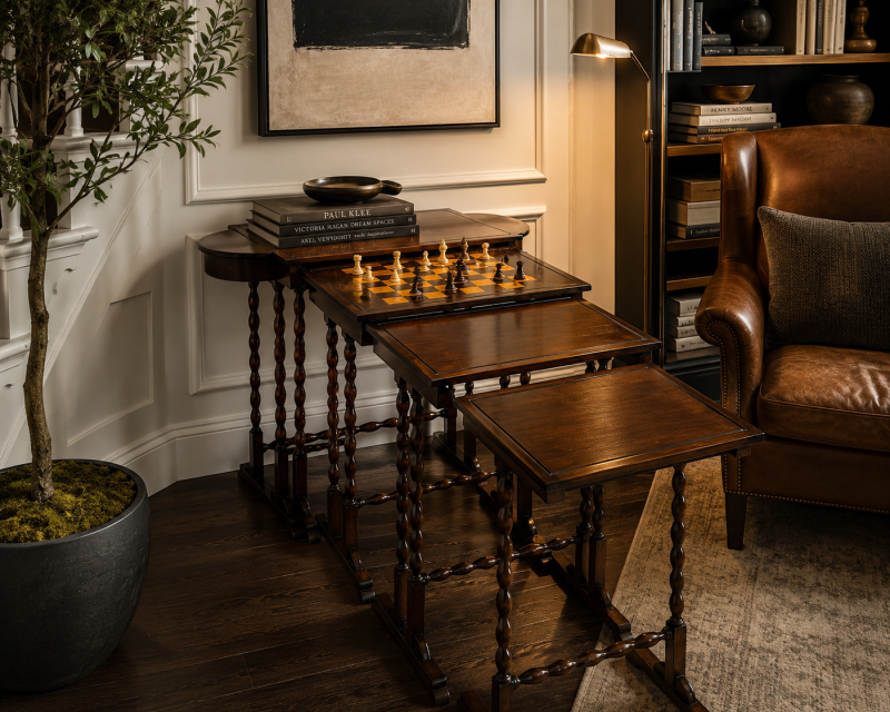 Antique Regency Rosewood Quartetto Nest of Four Tables With Integrated Chess Table - Image 2