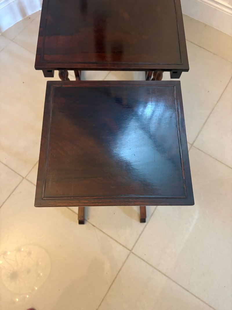 Antique Regency Rosewood Quartetto Nest of Four Tables With Integrated Chess Table - Image 10
