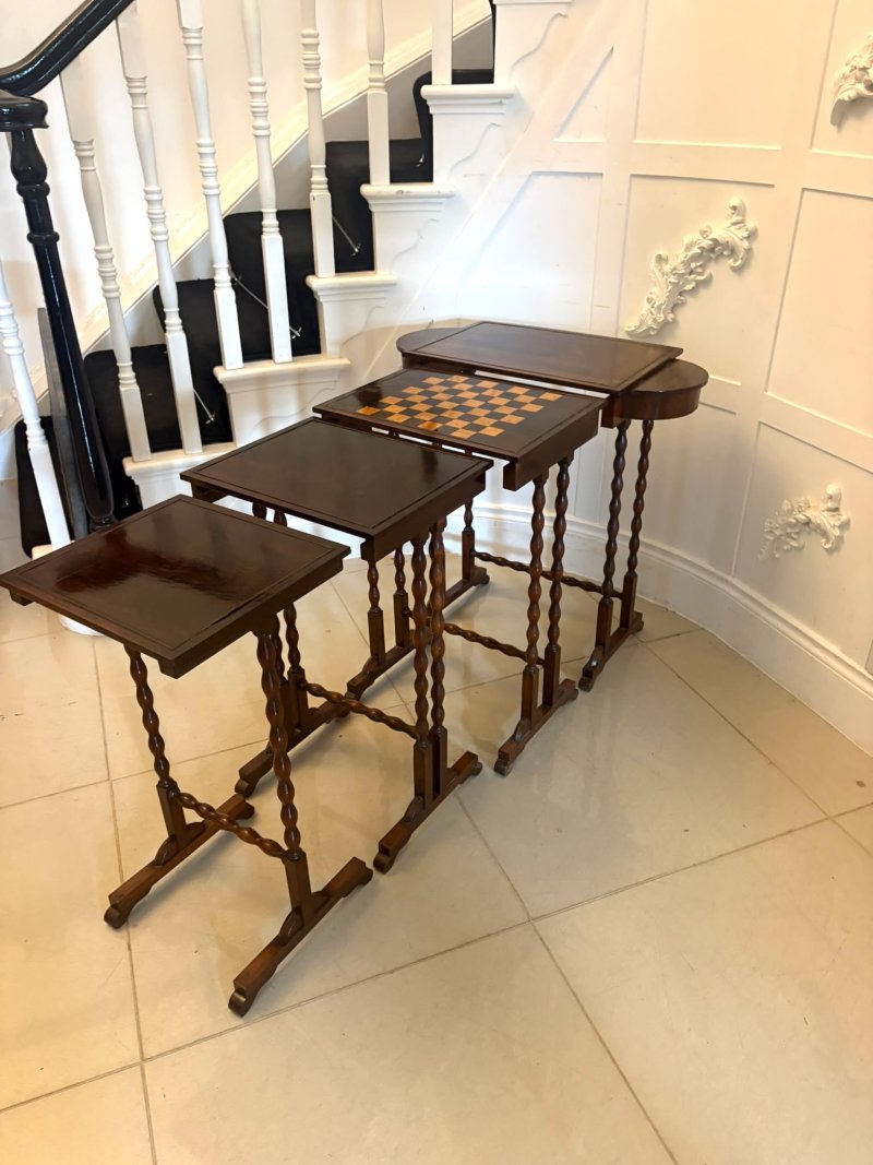 Antique Regency Rosewood Quartetto Nest of Four Tables With Integrated Chess Table - Image 3