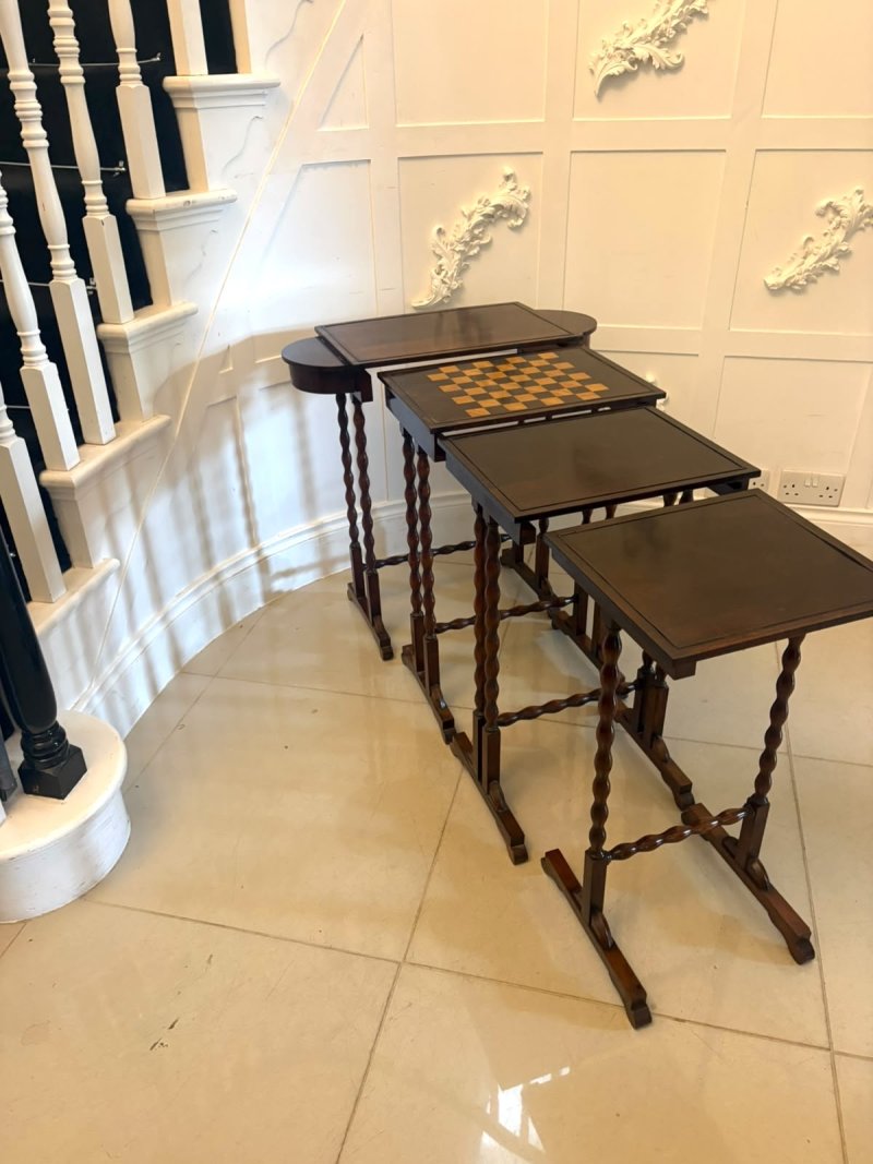 Antique Regency Rosewood Quartetto Nest of Four Tables With Integrated Chess Table - Image 5