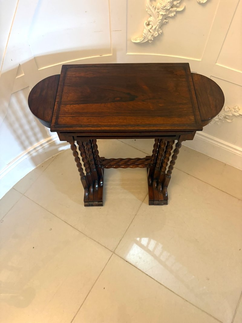 Antique Regency Rosewood Quartetto Nest of Four Tables With Integrated Chess Table - Image 14