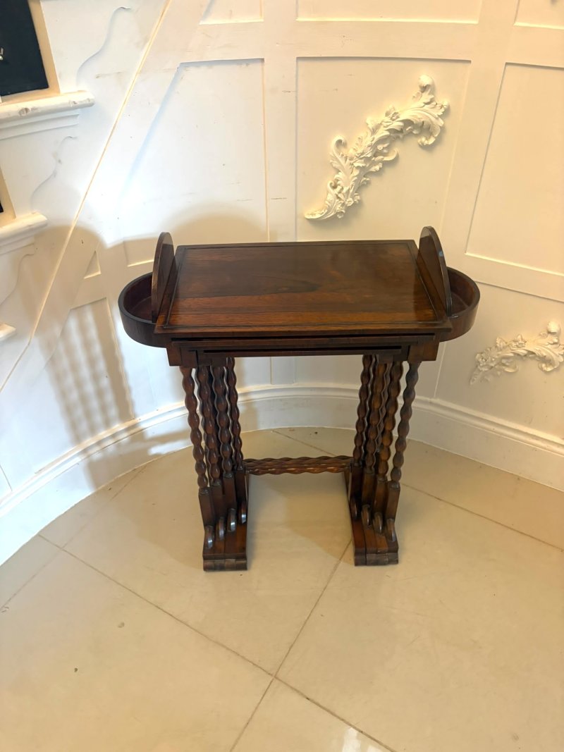 Antique Regency Rosewood Quartetto Nest of Four Tables With Integrated Chess Table - Image 15