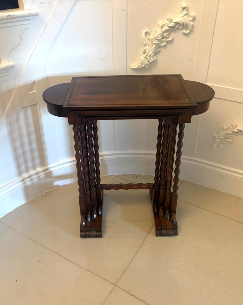 Antique Regency Rosewood Quartetto Nest of Four Tables With Integrated Chess Table - Image 11