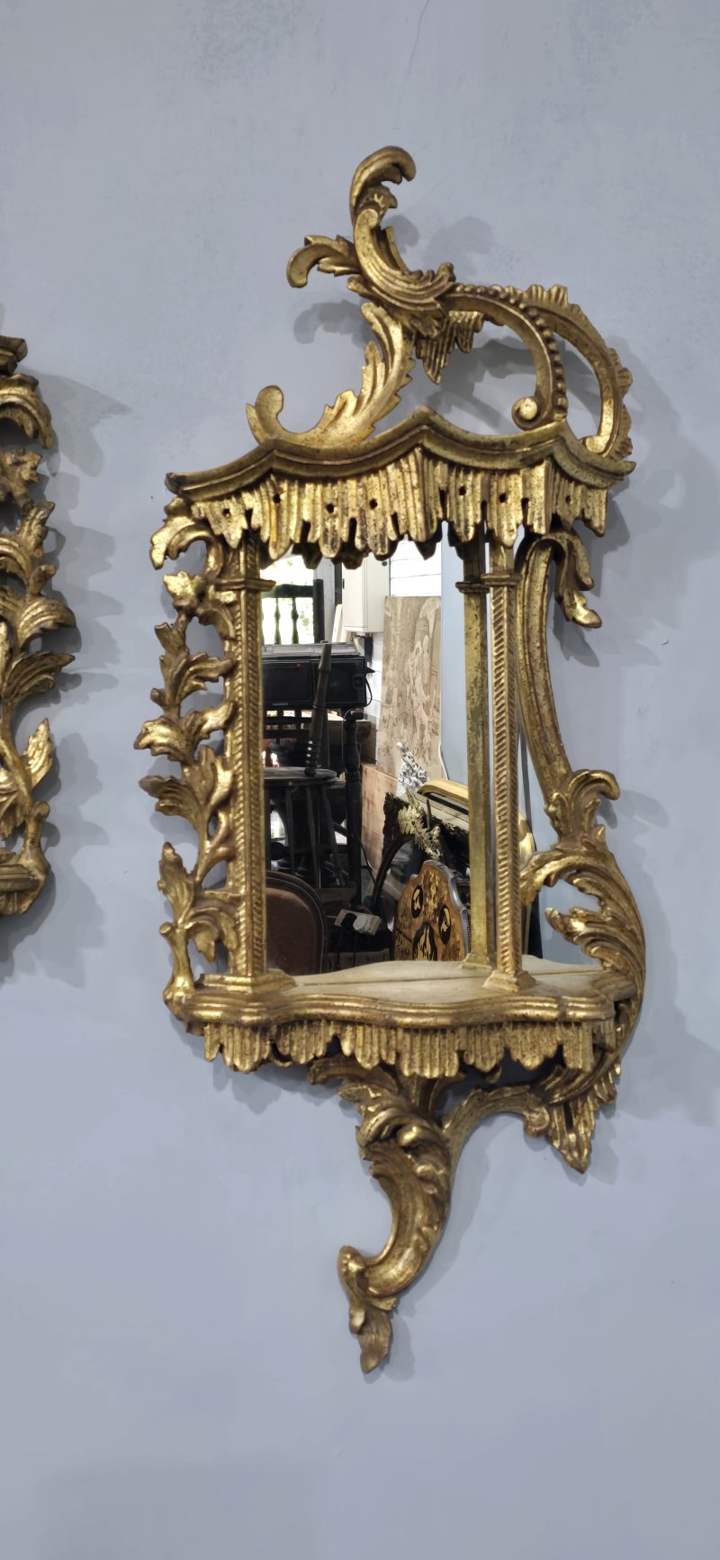 Pair Chinese Chippendale Gilt Wall Mirrors - Image 3