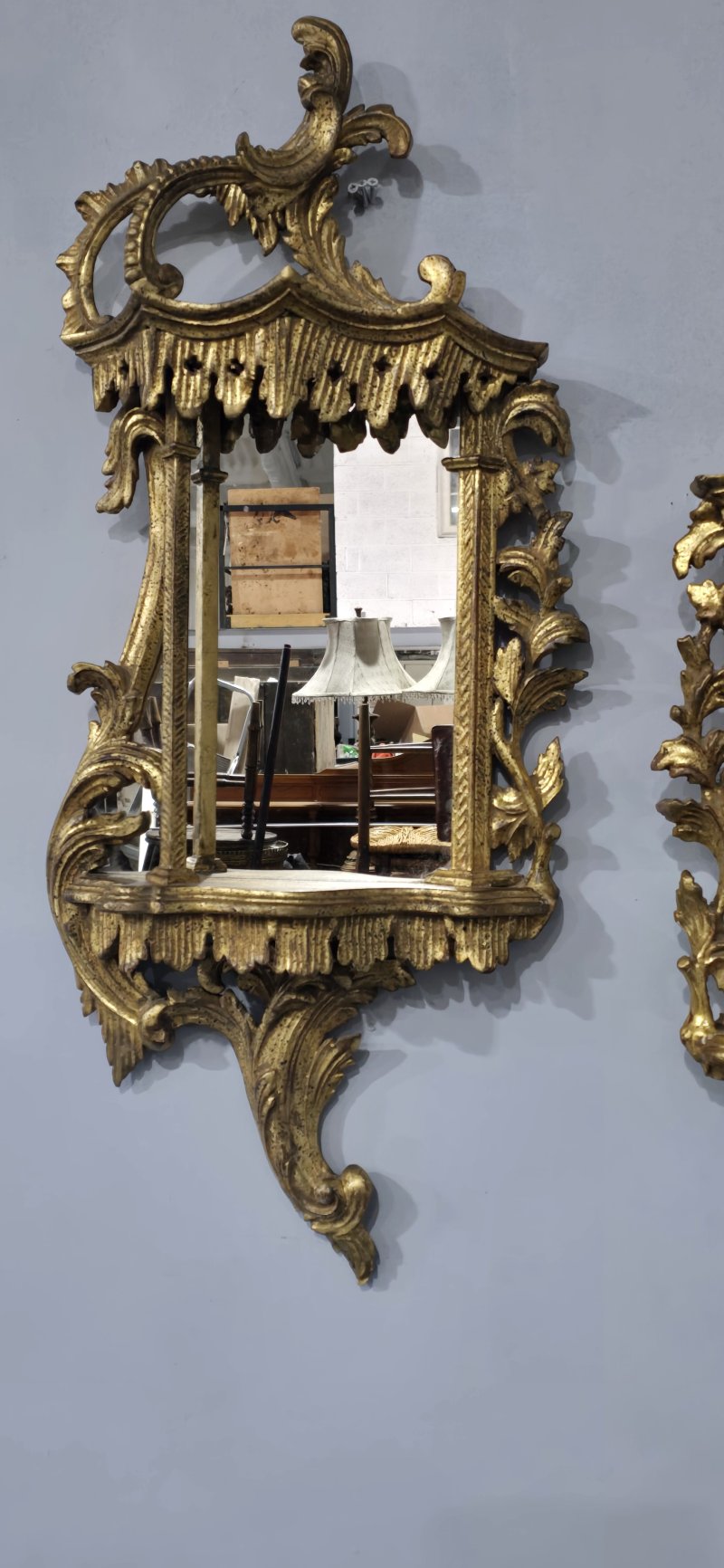 Pair Chinese Chippendale Gilt Wall Mirrors - Image 6