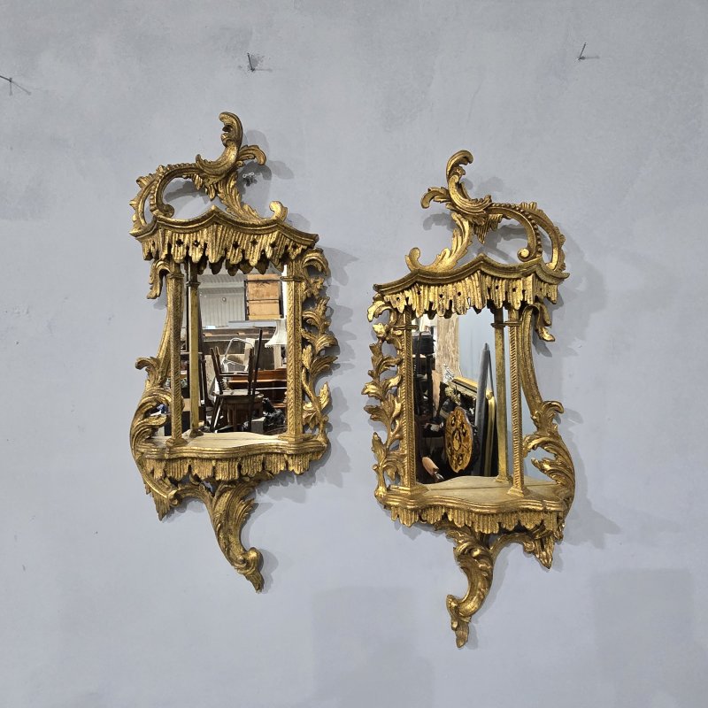 Pair Chinese Chippendale Gilt Wall Mirrors - Image 2