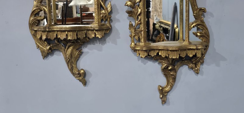Pair Chinese Chippendale Gilt Wall Mirrors - Image 7