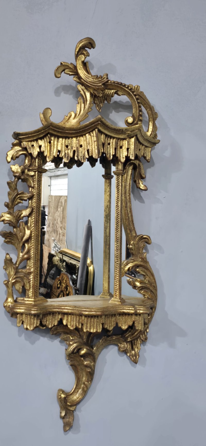 Pair Chinese Chippendale Gilt Wall Mirrors - Image 4