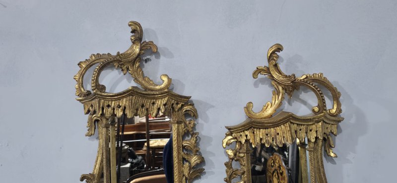 Pair Chinese Chippendale Gilt Wall Mirrors - Image 8