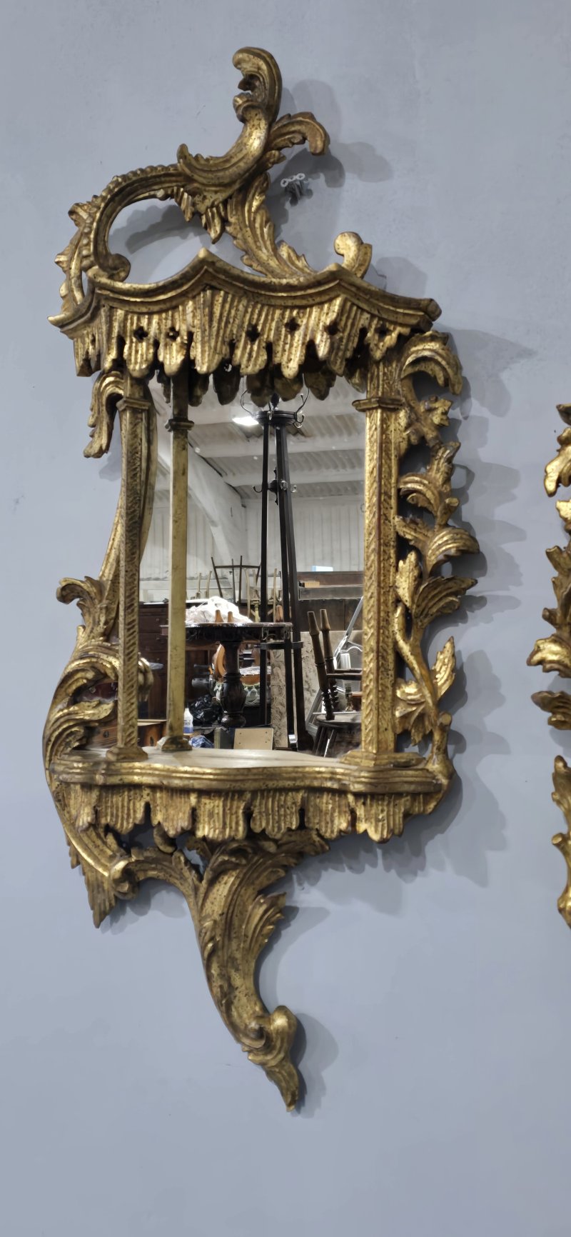 Pair Chinese Chippendale Gilt Wall Mirrors - Image 5
