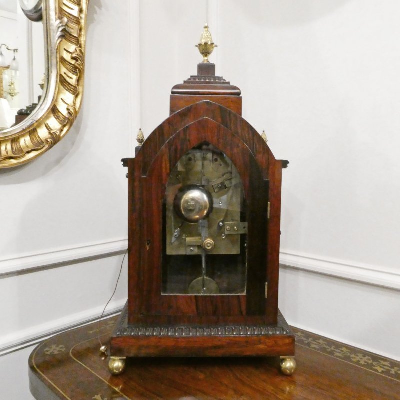 William IV Rosewood Gothic Bracket Clock by Barber & North of York - Image 14