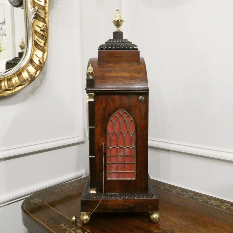 William IV Rosewood Gothic Bracket Clock by Barber & North of York - Image 13