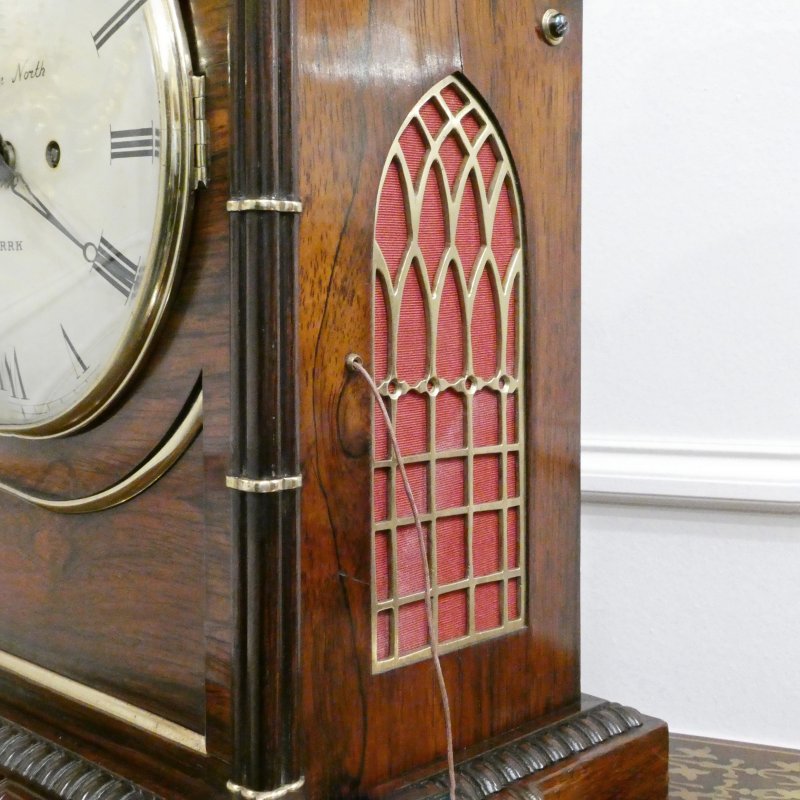 William IV Rosewood Gothic Bracket Clock by Barber & North of York - Image 12