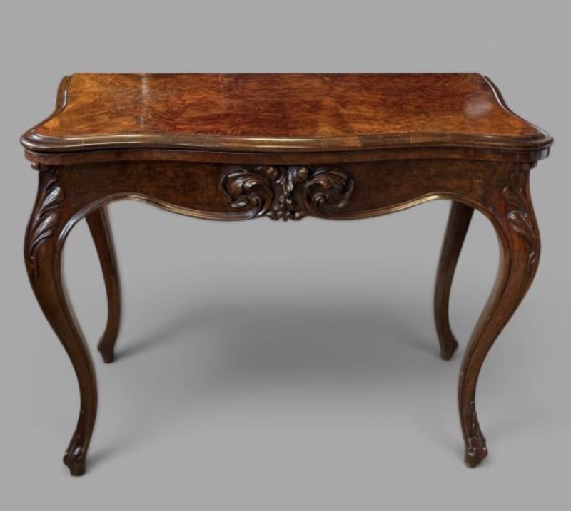 Victorian Burr Walnut Card Table - Image 3