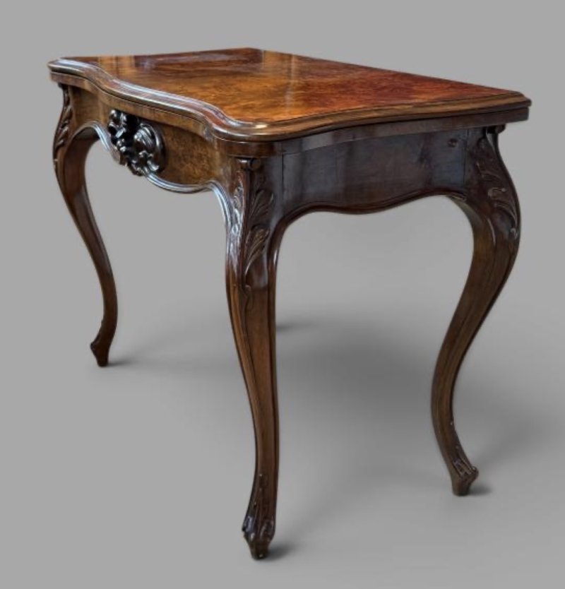 Victorian Burr Walnut Card Table - Image 5