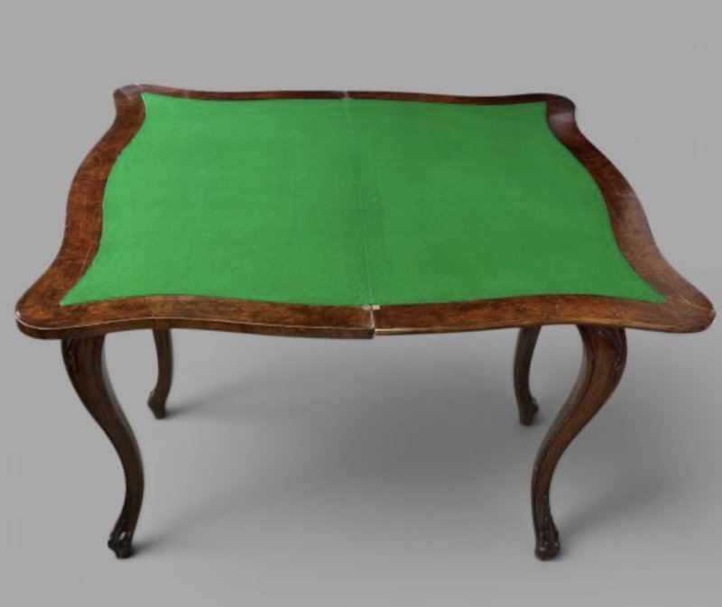 Victorian Burr Walnut Card Table - Image 4