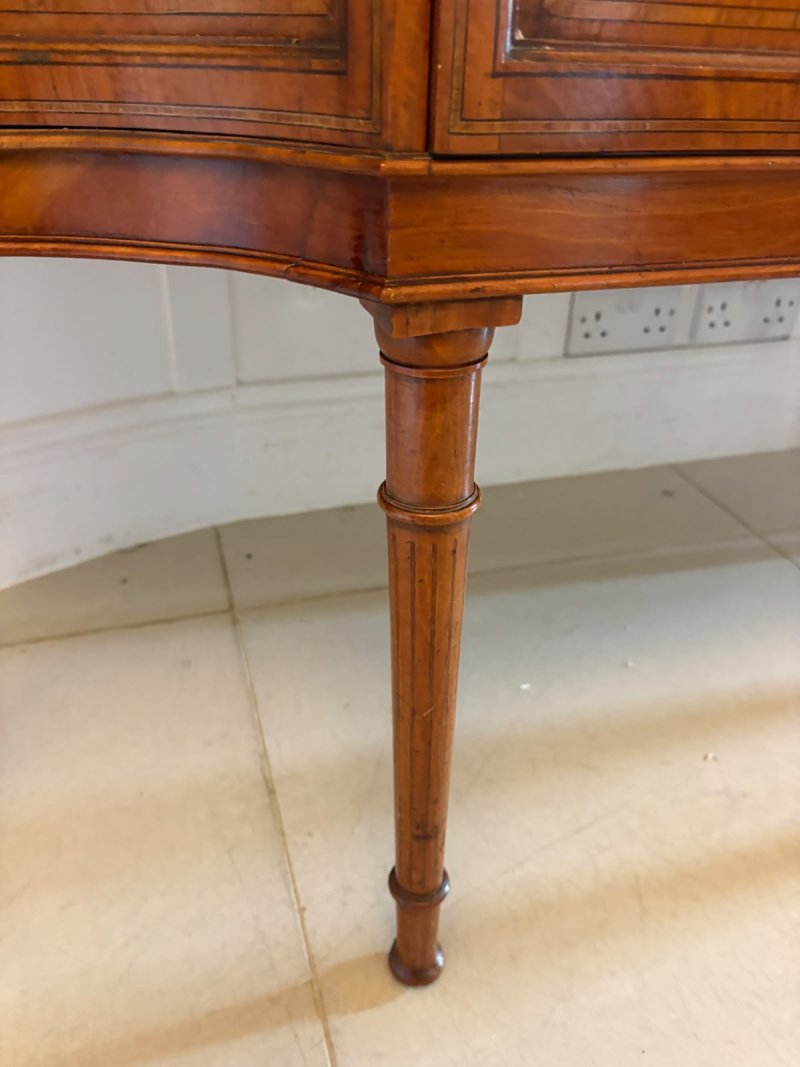 Antique Victorian Satinwood Inlaid Bow Front Display Cabinet - Image 19