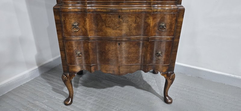Queen Anne Burr Walnut Chest of Drawers on Stand - Image 7