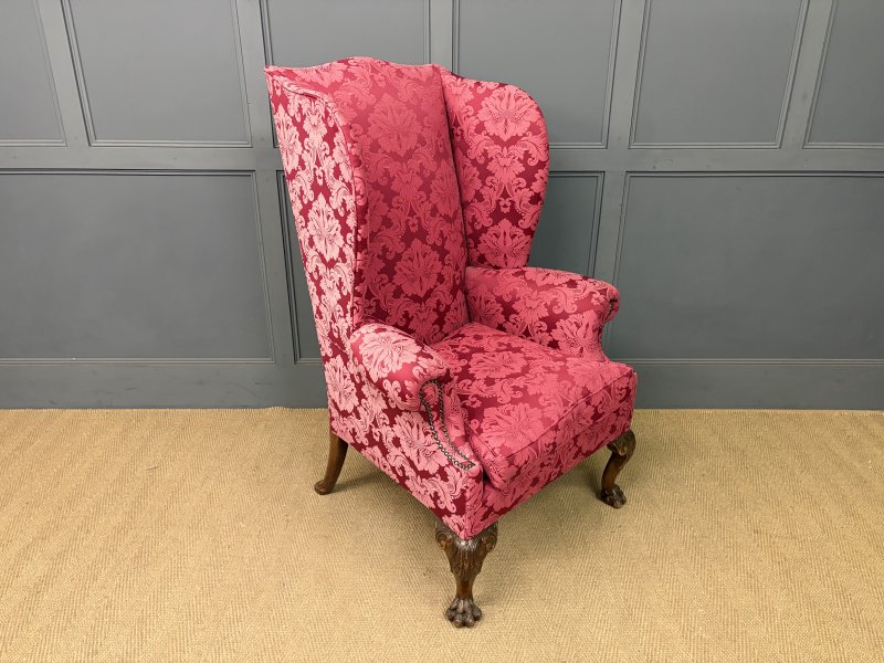 Late 19th Century Walnut Wing Armchair - Image 9