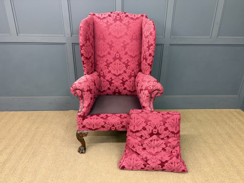 Late 19th Century Walnut Wing Armchair - Image 3