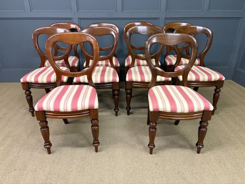 Set of 10 Victorian Mahogany Dining Chairs - Image 11
