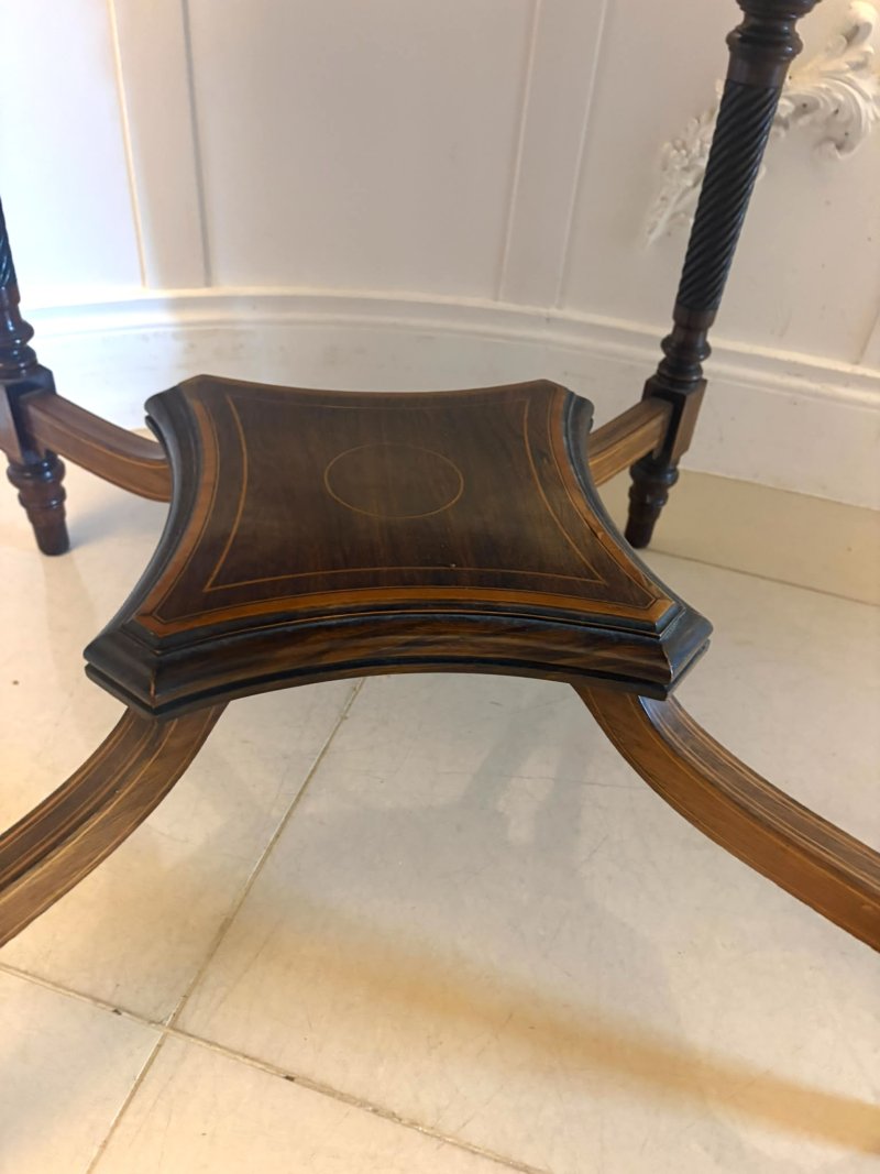 Antique Victorian Rosewood Marquetry Inlaid Octagonal Centre Table - Image 7