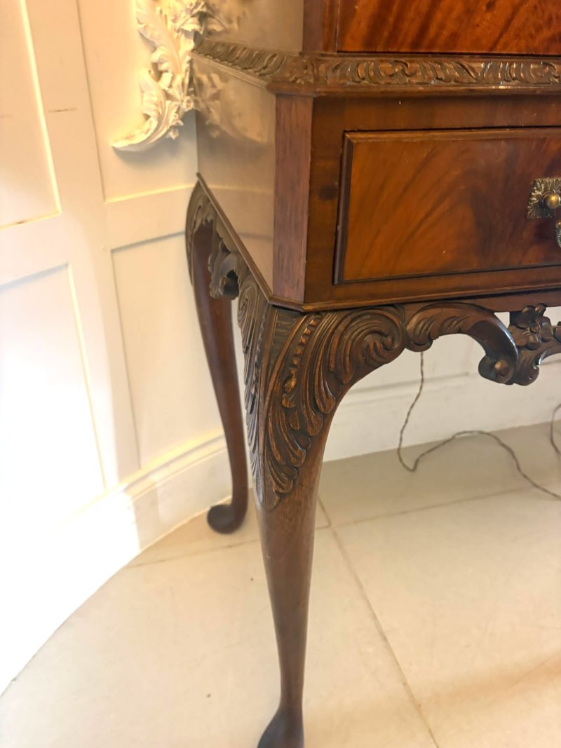 Antique Figured Mahogany Illuminated Cocktail Drinks Cabinet on Stand - Image 8