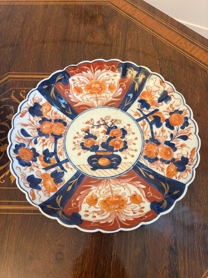 Antique Pair Japanese Imari Porcelain Plates Bowls Scalloped Edge Decorative Display Dishes - Image 12
