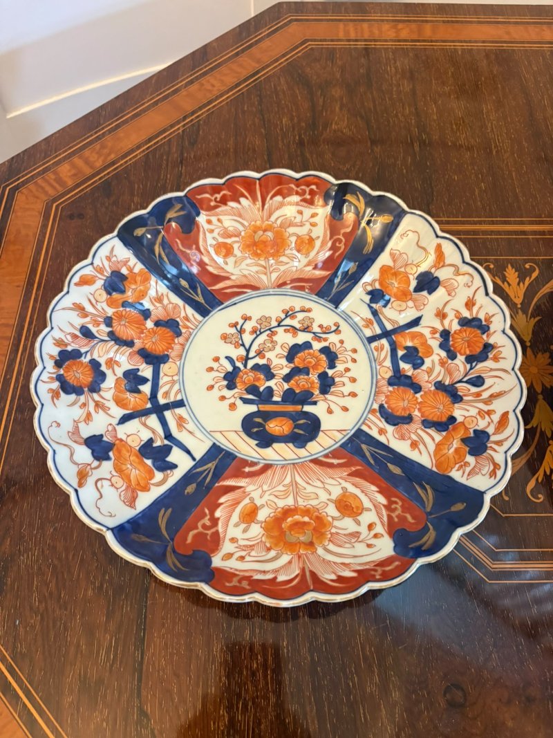 Antique Pair Japanese Imari Porcelain Plates Bowls Scalloped Edge Decorative Display Dishes - Image 13