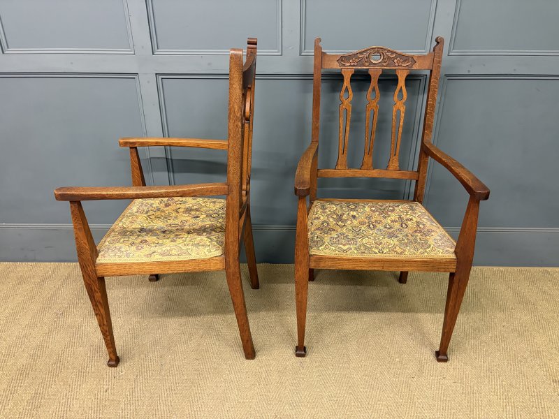Arts and Crafts 5 Piece Oak Salon Suite - Image 7