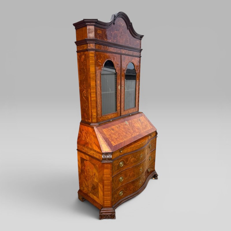 Mid-18th Century Italian Venetian Walnut, Tulipwood & Marquetry Bureau Bookcase - Image 3