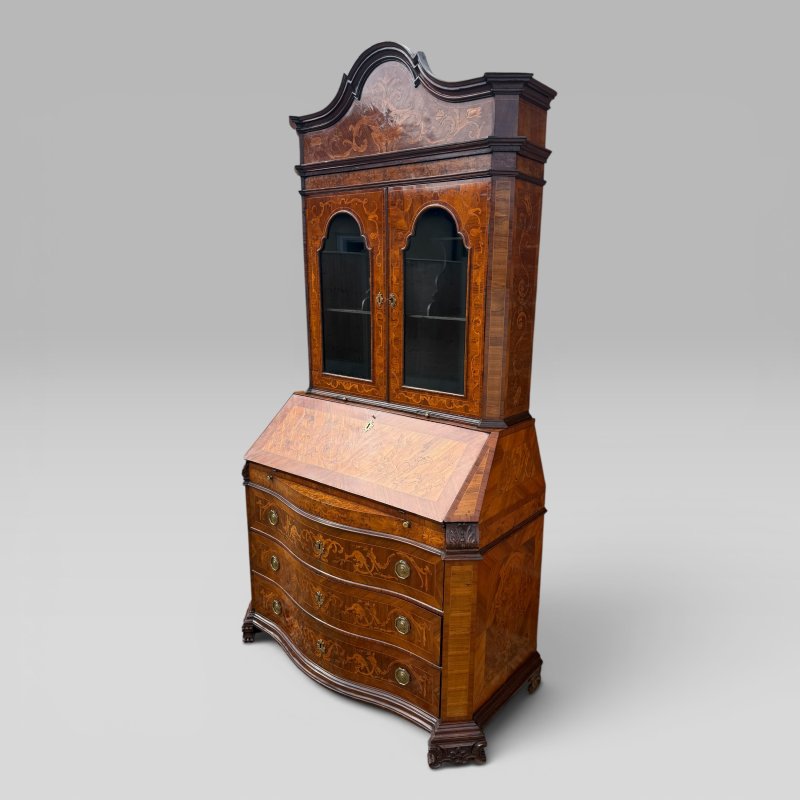 Mid-18th Century Italian Venetian Walnut, Tulipwood & Marquetry Bureau Bookcase - Image 4