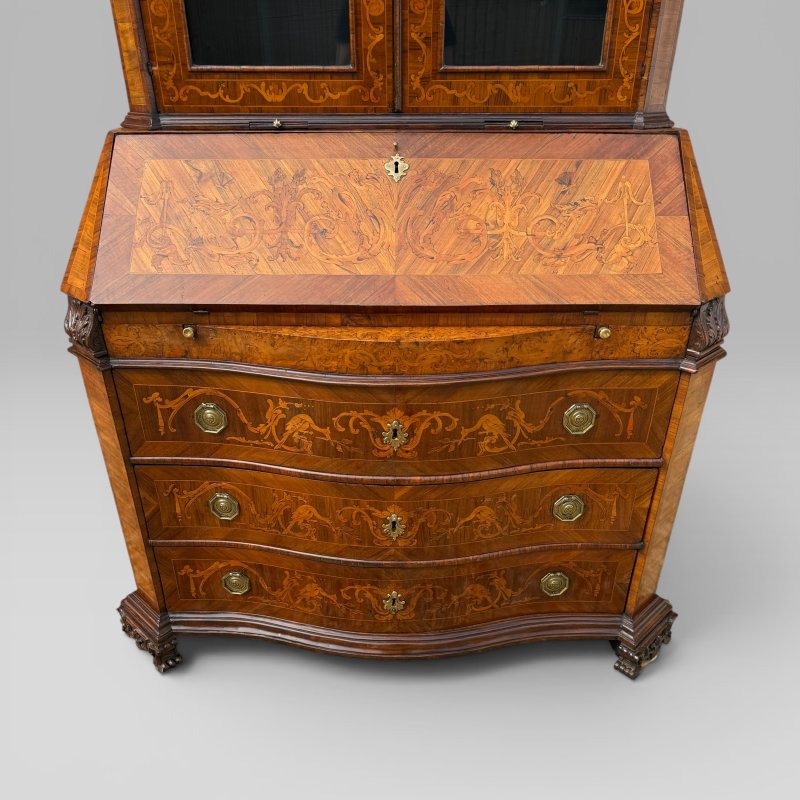 Mid-18th Century Italian Venetian Walnut, Tulipwood & Marquetry Bureau Bookcase - Image 12