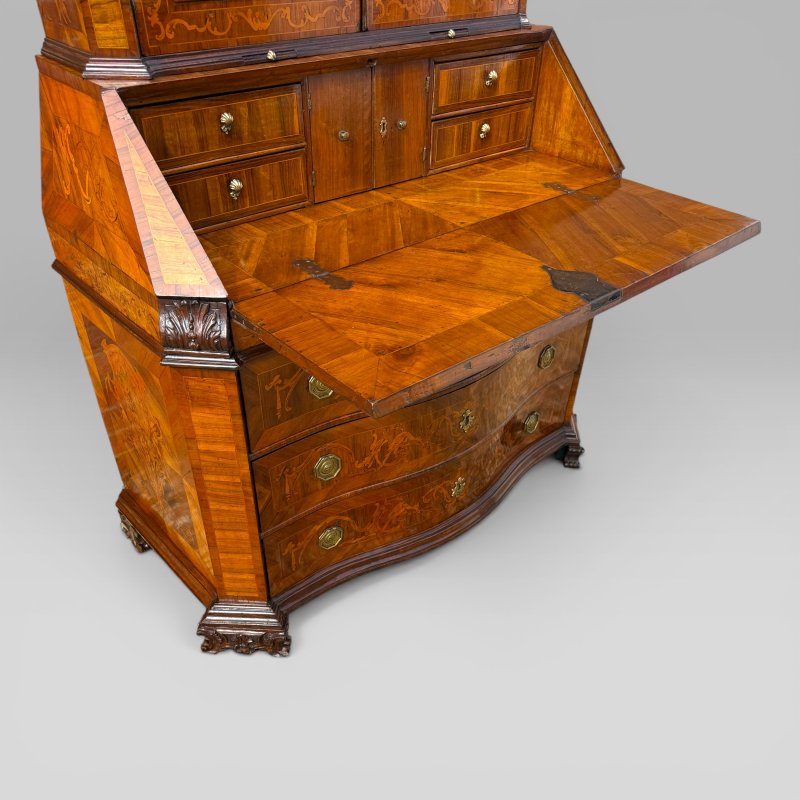 Mid-18th Century Italian Venetian Walnut, Tulipwood & Marquetry Bureau Bookcase - Image 9