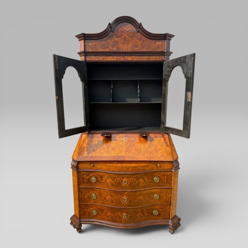 Mid-18th Century Italian Venetian Walnut, Tulipwood & Marquetry Bureau Bookcase - Image 5