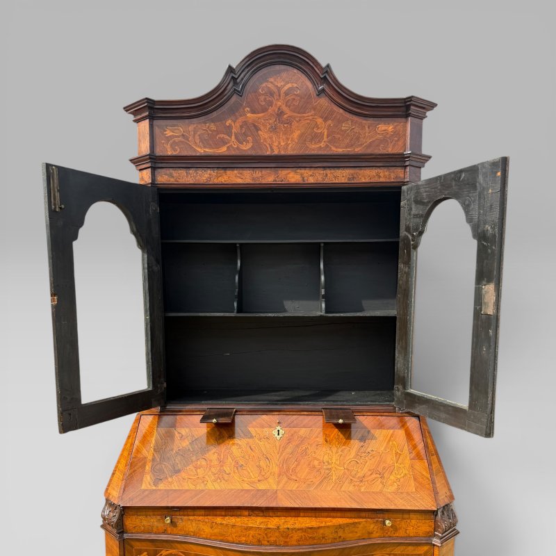 Mid-18th Century Italian Venetian Walnut, Tulipwood & Marquetry Bureau Bookcase - Image 10