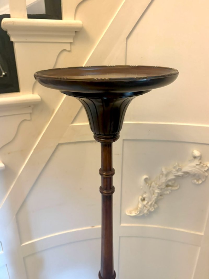 Antique Victorian Quality Carved Mahogany Torchere Plant Stand Pedestal Column - Image 6