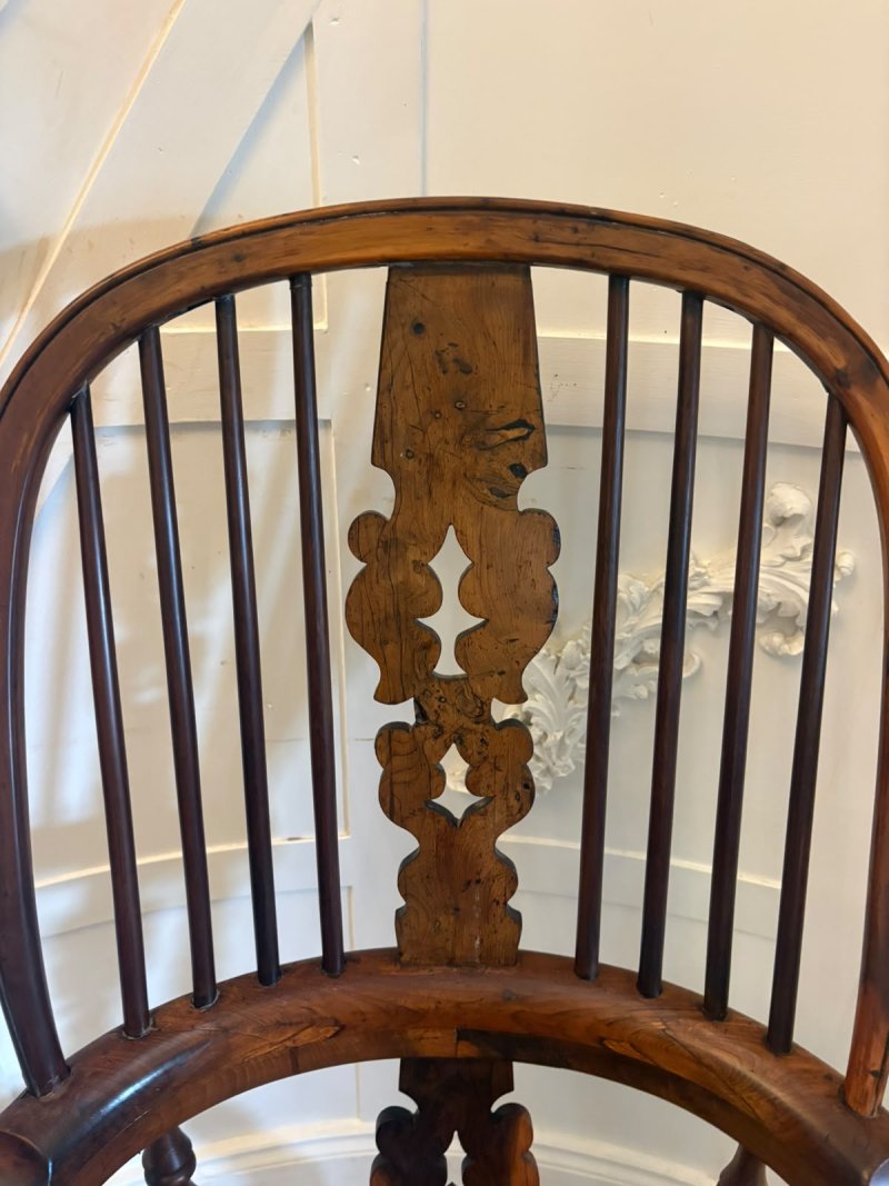 Antique Yew Wood Windsor Armchair English Country House Chair Hoop Back Windsor - Image 11