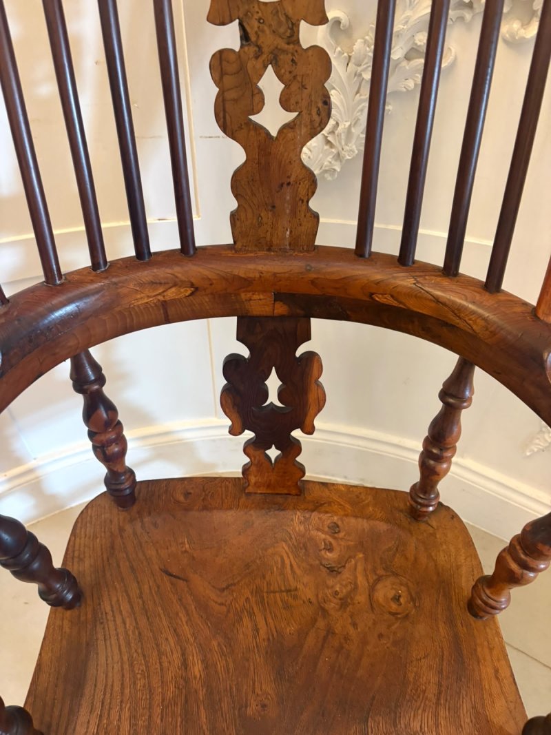 Antique Yew Wood Windsor Armchair English Country House Chair Hoop Back Windsor - Image 12