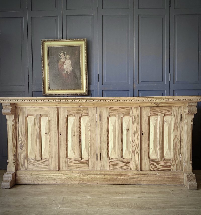 Victorian Gothic pine church cupboard