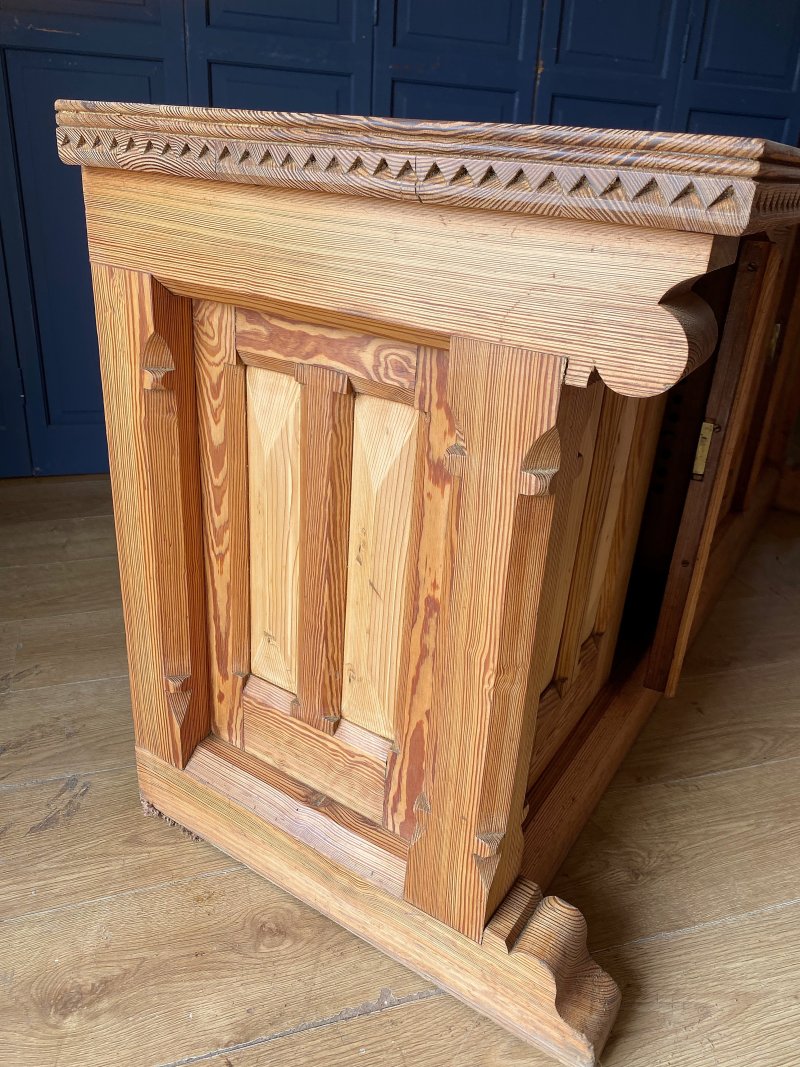 Victorian Gothic pine church cupboard - Image 3