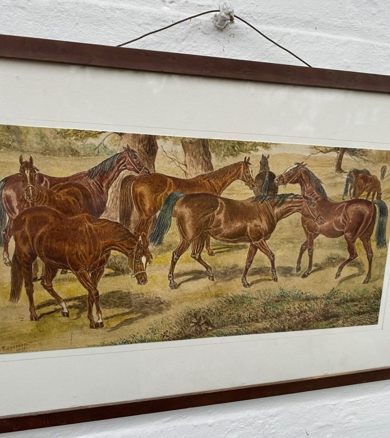 1875 J Rogerson watercolour Horses Feeding - Image 2