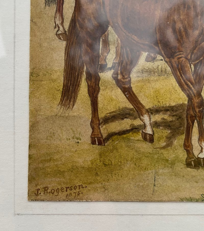 1875 J Rogerson watercolour Horses Feeding - Image 4