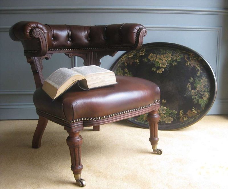 Victorian oak library chair