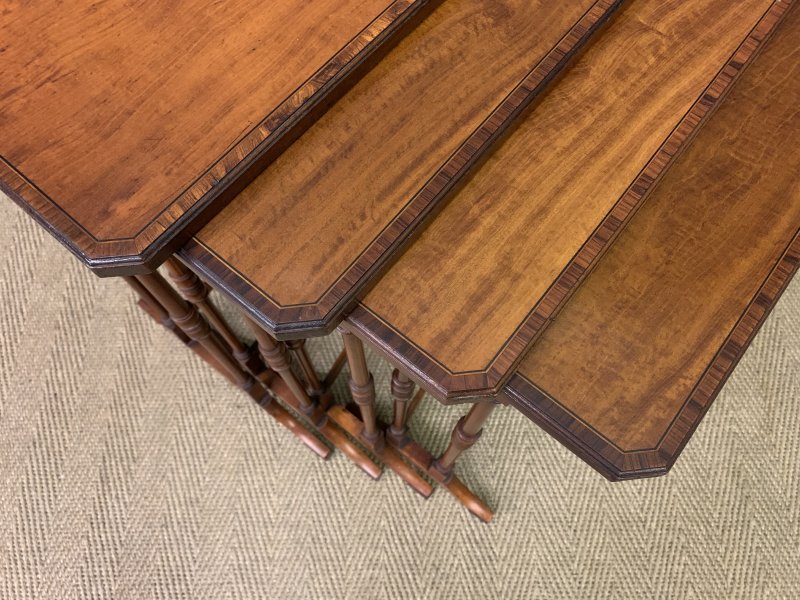 Inlaid Satinwood Nest of 4 Tables - Image 3