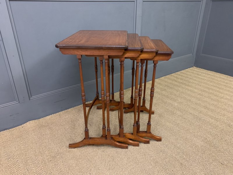 Inlaid Satinwood Nest of 4 Tables - Image 8