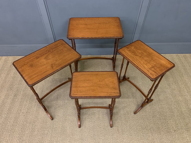 Inlaid Satinwood Nest of 4 Tables - Image 4