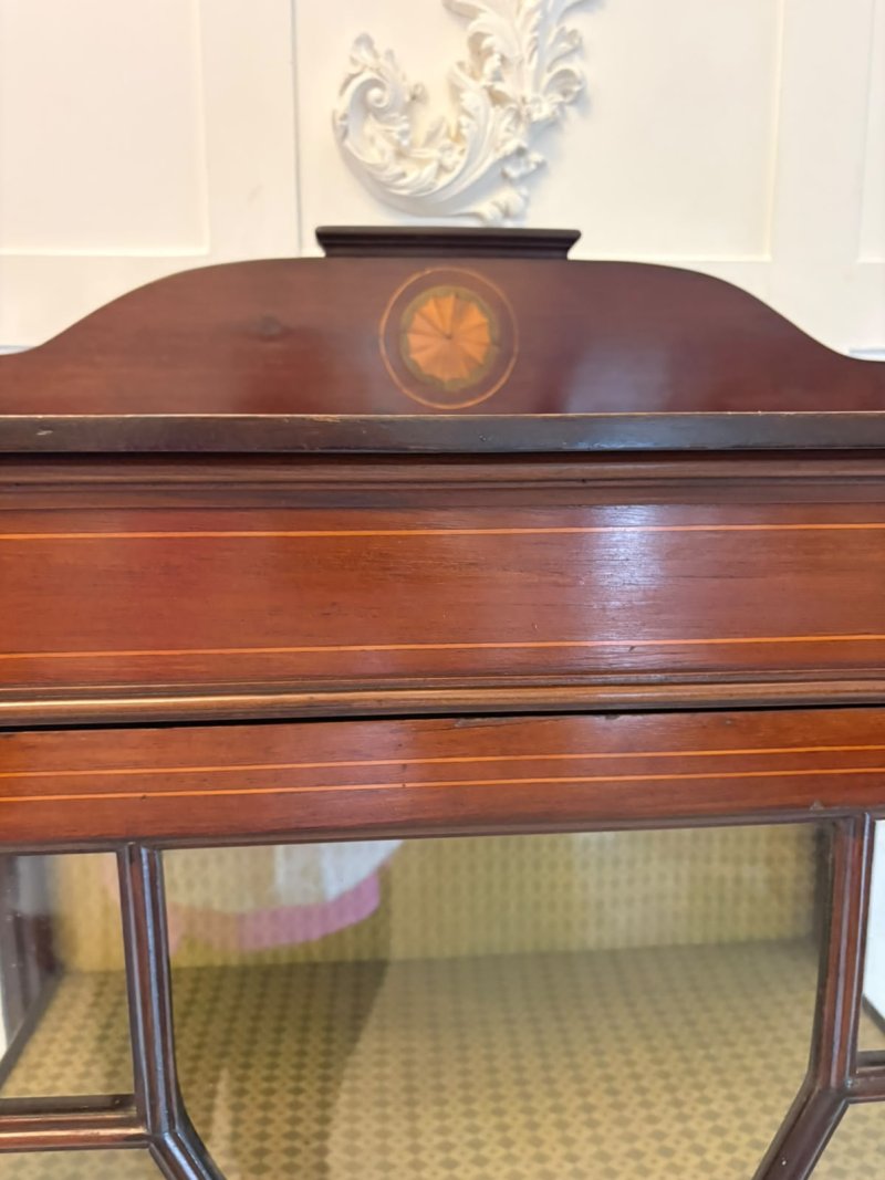 Antique Edwardian Inlaid Mahogany Display Cabinet Bookcase Glazed Cabinet - Image 7