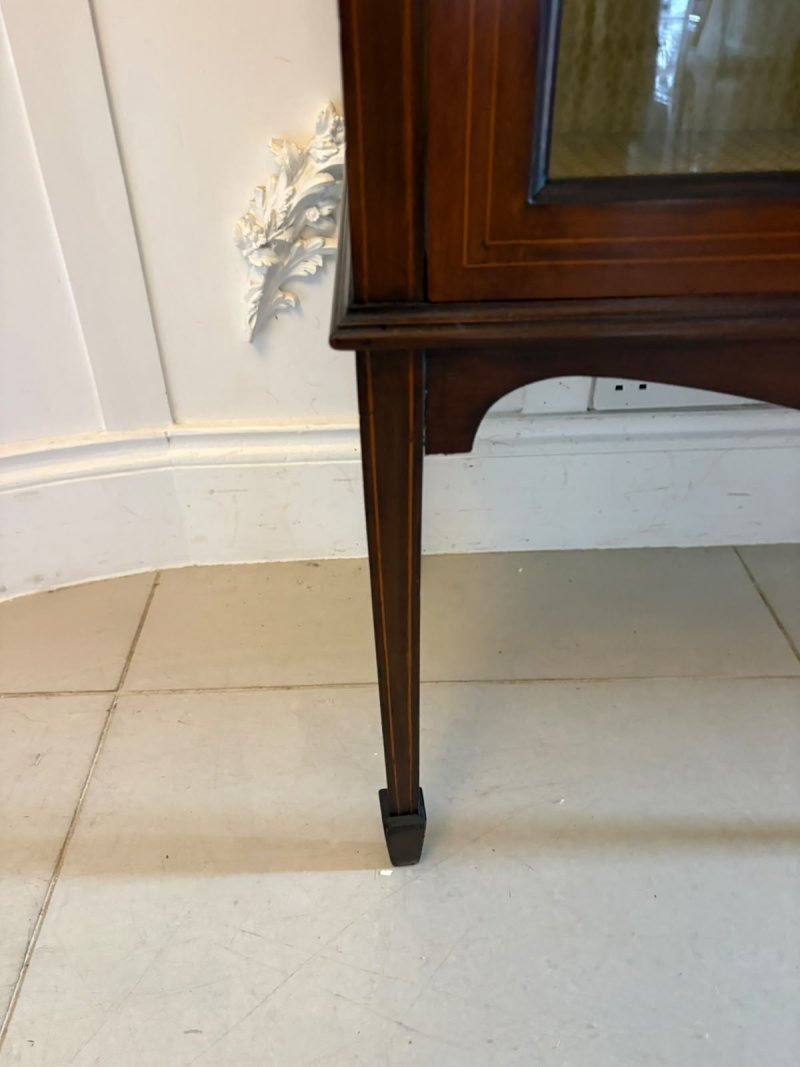 Antique Edwardian Inlaid Mahogany Display Cabinet Bookcase Glazed Cabinet - Image 12