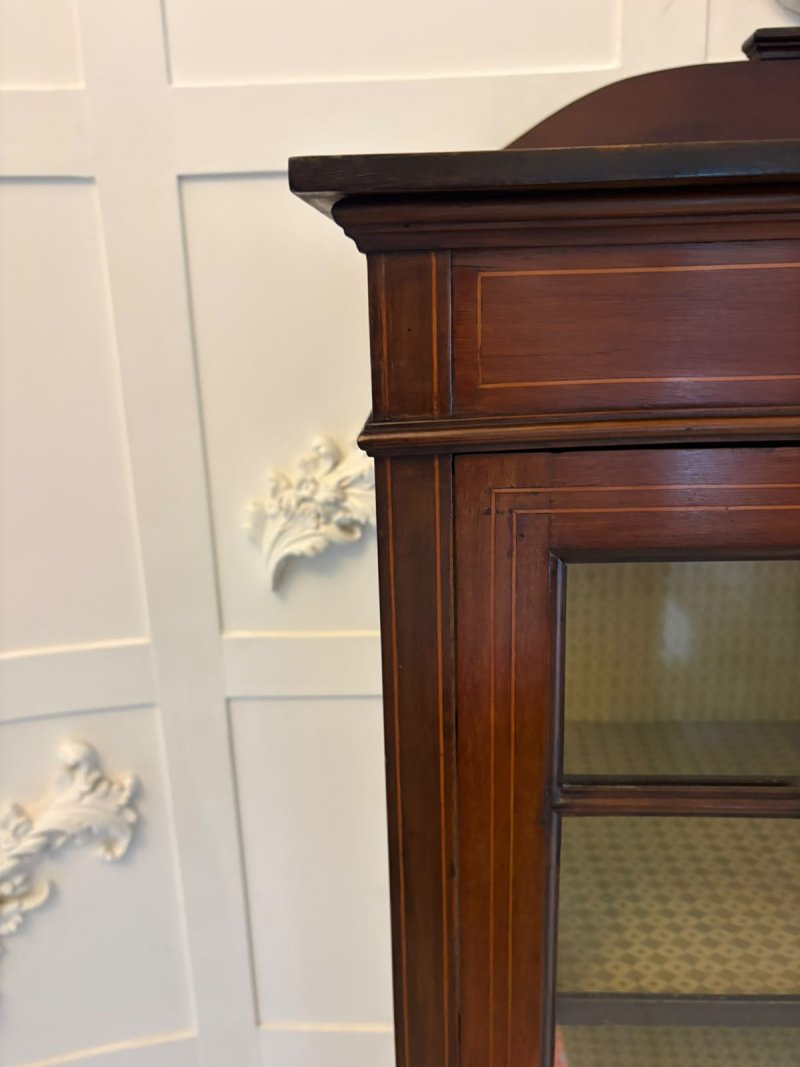 Antique Edwardian Inlaid Mahogany Display Cabinet Bookcase Glazed Cabinet - Image 6